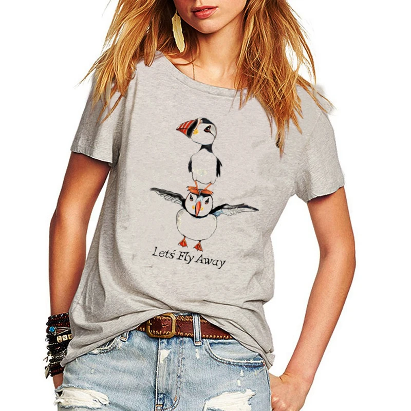 

Inspirational learn to fly Cartoons Graphic Print Women t-shirts Summer Loose Tops Tees 5 colors kawaii t shirt
