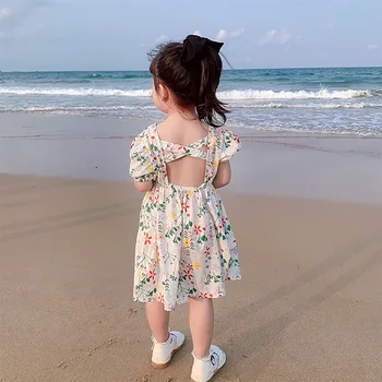 

Girls Floral Dress 2020 Summer Fashion Cute Girls' Princess Dress Sweet Fairy Children Baby Backless Dress