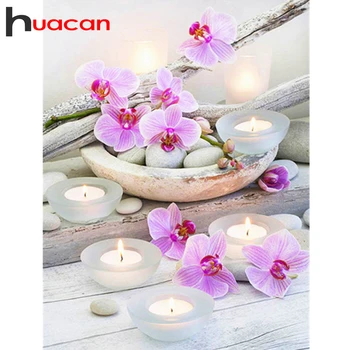 

Haucan Diamond Painting 5d DIY Flower Full Drill Square Diamond Embroidery Sale Candle Mosaic Picture Wall Art Decor