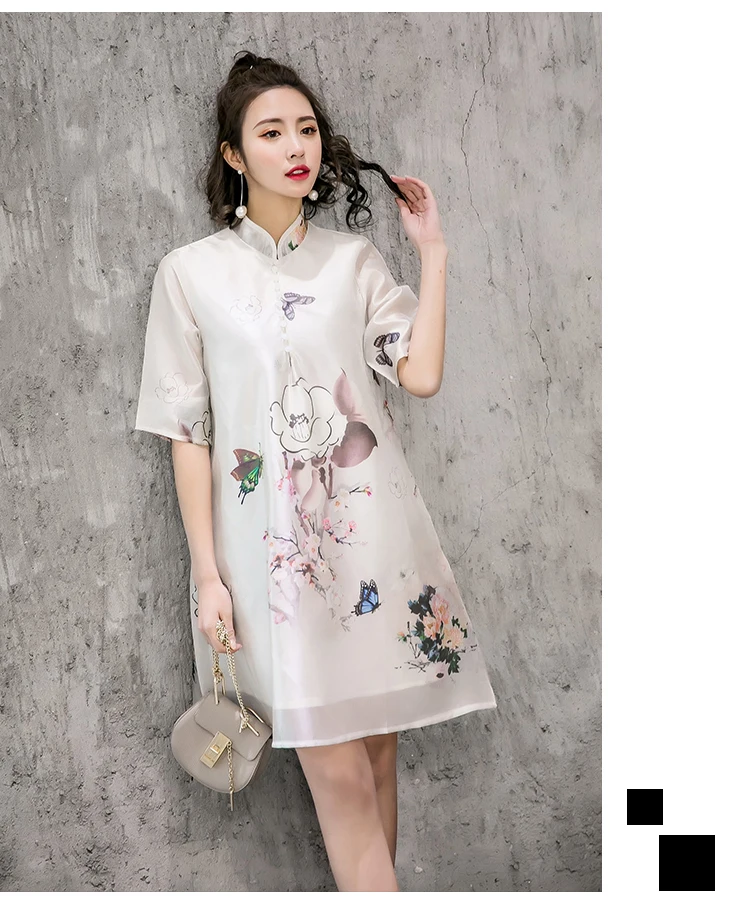 Китайское платье Cheongsam, улучшенное, Qipao, винтажные, вечерние, китайское, традиционное, женское платье Eastqueen, с рисунком, шелковое, ТРАПЕЦИЕВИДНОЕ ПЛАТЬЕ