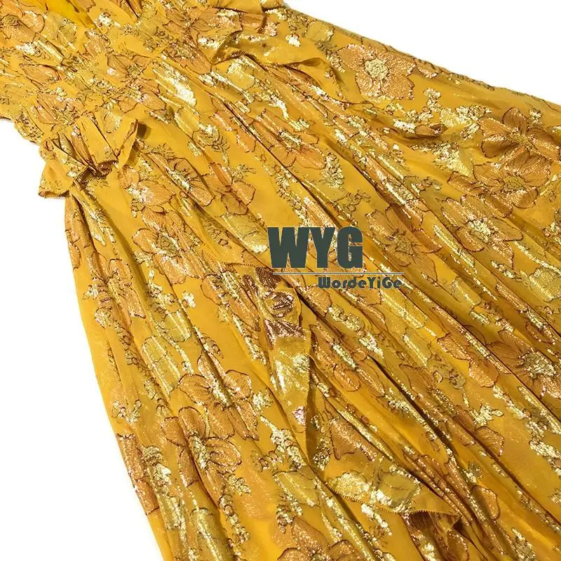 Summer Designer Fashion Top Quality Gold Thread
