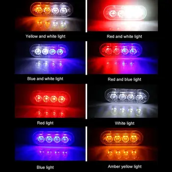 

1Pc 12/24V Car LED Strobe Light Waterproof 4-Chip Flashing Emergency Light Grill Breakdown Lightbar For Truck Motorcycle Trailer