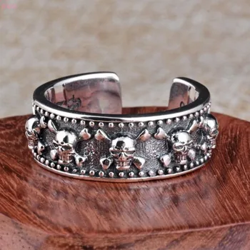 

2020 new silver S925 Thai silver jewelry European and American skull opening adjustment ring personalized jewelry rings for men
