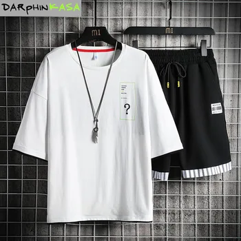 

DARPHINKASA Men's set Men's tracksuit 2020 Men's clothes Ropa Casual Print Cotton Sweatshirt Two Piece suit T-Shirts+Shorts
