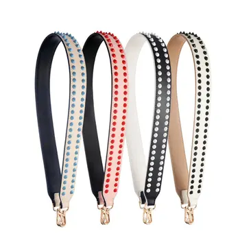 

Genuine Cow Leather Bag Strap Women Handmade Rivet Vintage Ethnic Strap Replacement Buttons Belt Self-Protective Tool for girl