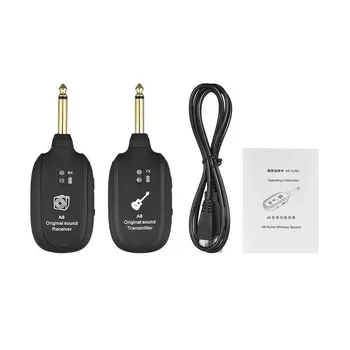 A8 UHF Wireless Guitar System Transmitter Receiver 50M UHF Guitar Wireless System Transmitter Receiver Built-in Rechargeable aroma aru 03s uhf wireless digital audio transmission transmitter receiver system for guitar bass