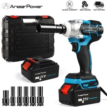 350n. m recarregável chave de impacto sem escova 1/2 polegada sem fio elétrica 21v chave de fenda 2 bateria para pneus de carro ferramentas sem fio