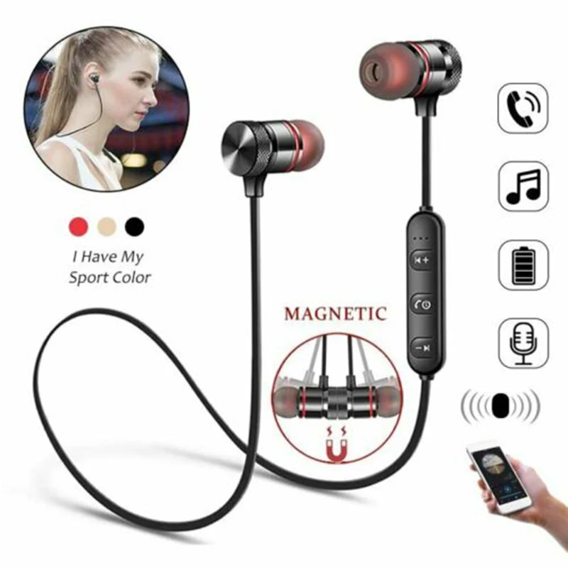 

Magnetic Wireless Bluetooth Earphone Music Headset Neckband Sport Earbuds Earphone With Mic For IPhone For Samsung For Xiaomi