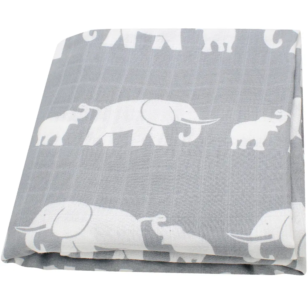 Одеяло для новорожденного муслин 70% бамбук 30% хлопок пеленание обертывание одеяло для новорожденных банное полотенце 120x120 см постельные принадлежности муслиновая пеленка - Цвет: Grey Elephant