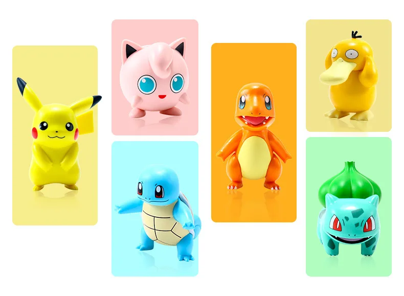 6Pcs/Set Pokemon Anime Figure Toys Pikachu PVC Cake Car Decoration Ornaments Action Figure for Children Birthday Toy Gifts