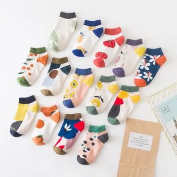 

SP&CITY Colored Summer Cotton Women Socks Fruit Breathable Cute Short Socks Harajuku Flower Invisible Boat Sock Slippers Hipster