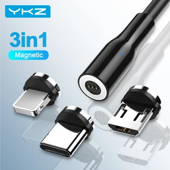 YKZ LED Micro USB Type C Magnetic Cable Charger Magnet Cable for iPhone 12 Fast Charge Mobile Phone Cable Android Cord Wire USB 1