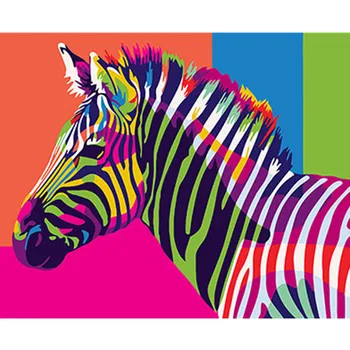

Colorful Zebra Framed Pictures DIY Painting By Numbers DIY Oil Painting On Canvas Home Decoration Wall Art GX26201 40X50CM