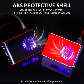 

ABS Protective Shell with Glare Fan Simple Color Protective Buckle Case for Raspberry Pi 4 8.5*5.5*2.5CM