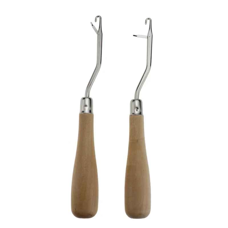 

Wool Crochet Tool with Wooden Handle Manual Hair Crochet Sewing Tool DIY Weaving Accessories for Repair Sweater Socks