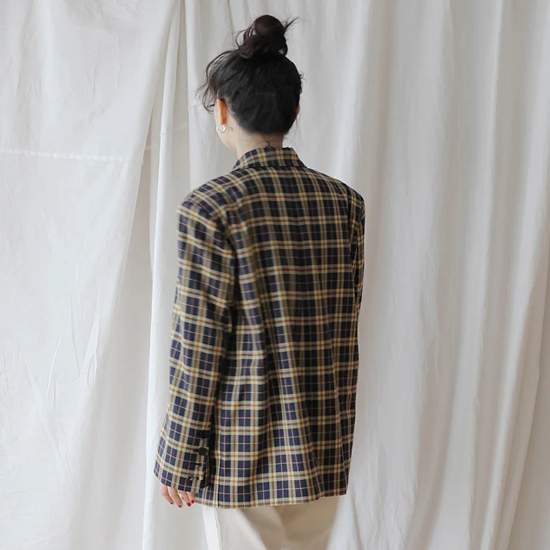 

2019 Korean-style New Style CHIC Versitile Fashion Retro Fold-down Collar Contrast Color Pattern Casual Suit Jacket