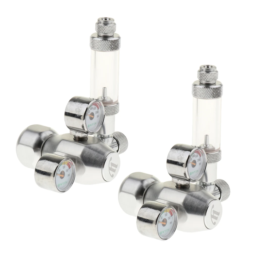  2x Aquarium Co2 Regulator Emitter System Accurate Easy Adjust Flow Meter