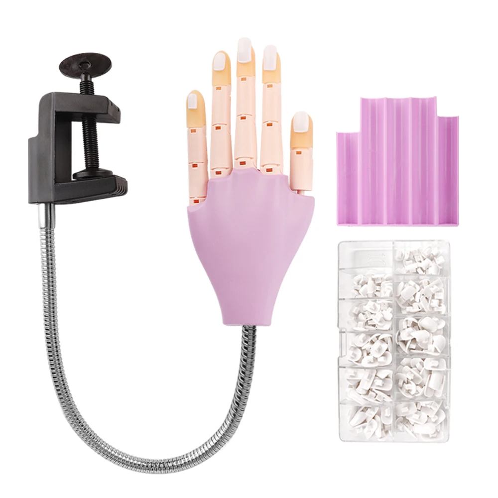 

Practice Adjustable Silicone Hand + Nail Tips Hold Position Model Hand Nail Art Training Display DIY Manicure Tool For training