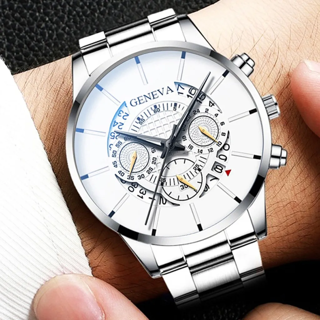 Fashion Cool Unique Digital Literal Multi Layer Dial Men Quartz Mesh Belt Watch Automatic Luxury Clock Men Waterproof Mechanic