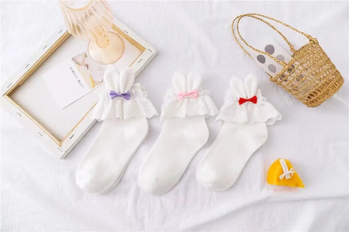 Cosplay&ware Pink Girls Kawaii Lolita Socks Cute Rabbit Ears Bowknot Japanese Gothic Lace Ruffles Stocking Cotton Cosplay -Zentai shop online Hf67b03d6b559479a97b180180f7fac8as.jpg