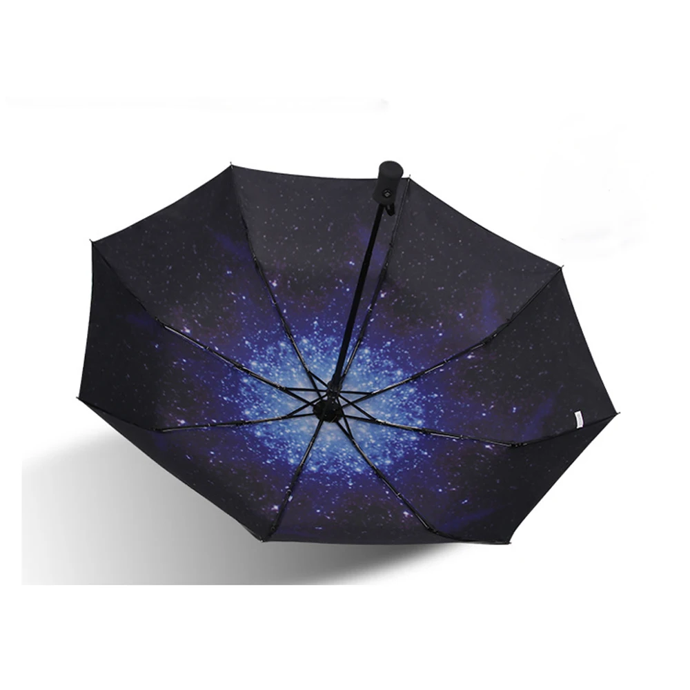 

Folding Umbrella Anti-UV Windproof Starry Sky Printing 3 Folding Umbrella Outdoor Automatic Opening Close