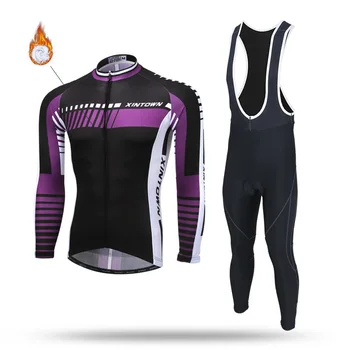 

Pro Team Cycling Jersey Winter Thermal Fleece Men Long Sleeve Bicycle Jersey Set Sport Mountain Bike Cycling Suit Bib Pants Set