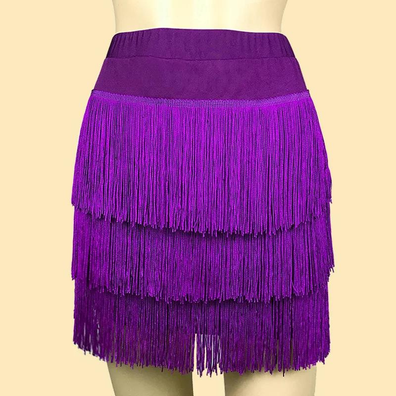 Adult Latin Dance Skirt Women's Fringed Latin Skirt Lady Cha Cha Rumba Samba Fringe Sexy Dance Practice Clothing dance skirt