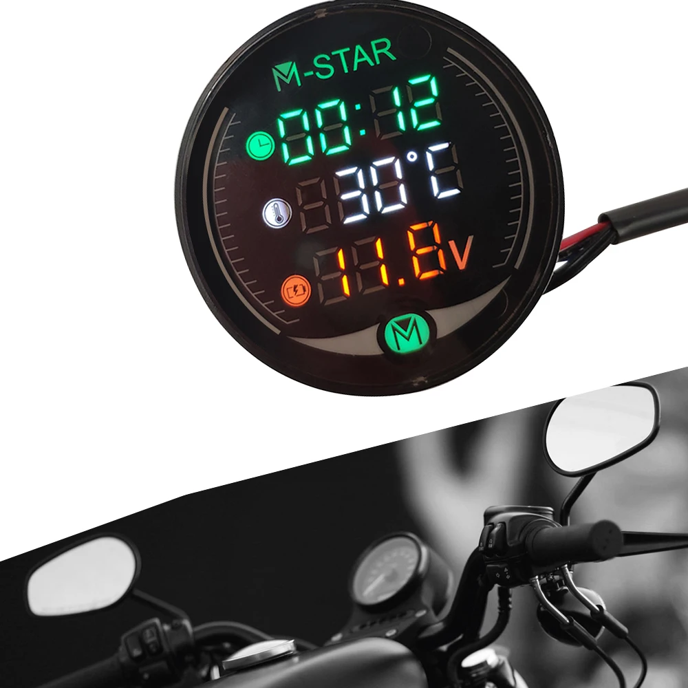 

Motorcycle Voltmeter Time Temperature LED 3-in-1 LED Digital Voltage Meter For Suzuki DRZ400SM DR250 DJEBEL dr 250 Yamaha VMAX