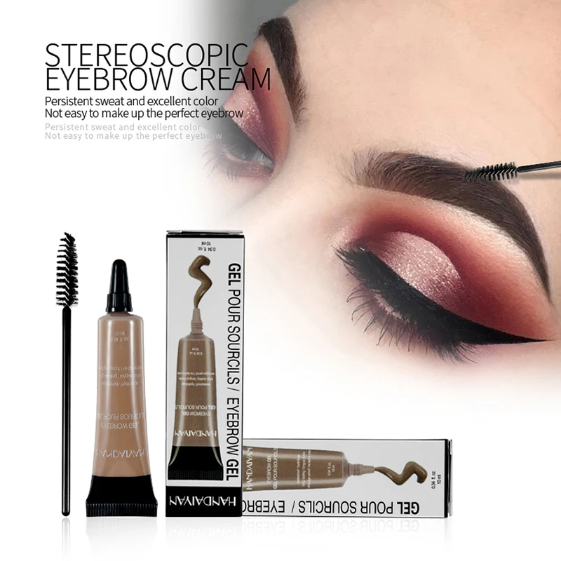 HANDAIYAN Eyebrow Enhancer Tattoo Cream with Brush Kit Waterproof Makeup Brown Black Eyebrows Tint Gel Brow Dye Cream Cosmetics