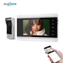 Jeatone 7 Polegada sem fio wi fi tuya inteligente vídeo porteiro para o sistema de casa com 720p câmera campainha, desbloqueio remoto