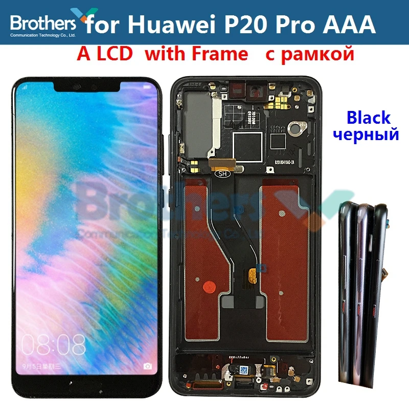 ЖК-дисплей Дисплей для huawei P20 Pro ЖК-дисплей Экран для P20 Pro CLT-L09 CLT-L29 CLT-AL00 CLT-AL01 ЖК-дисплей сборки Сенсорный экран планшета Тесты - Цвет: A LCD Black Frame