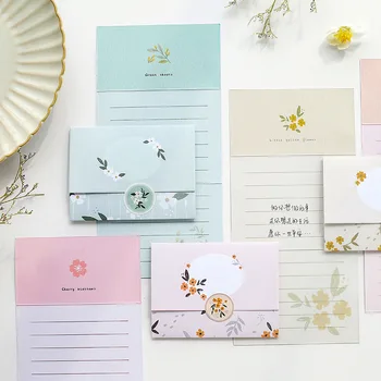 

2pcs Flower Series Folding Greeting Card And Stickers DIY Blessing Decoration Message Card 225x110mm
