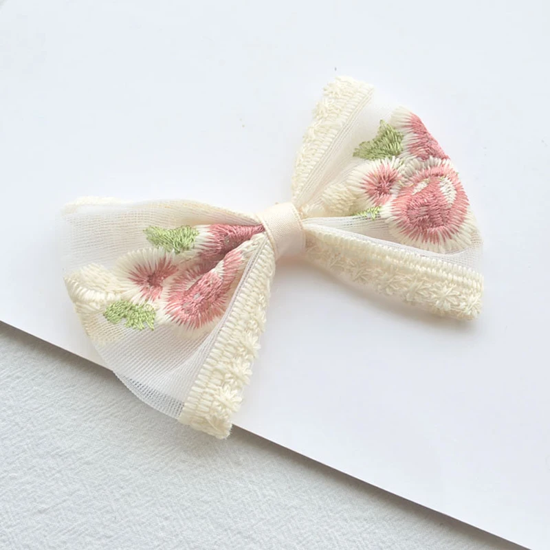 Flower Embroidery Lace Ribbon For Bow Making Clothing Decor Sewing Fabric DIY Craft Supplies Needlework Accessories 2yards New