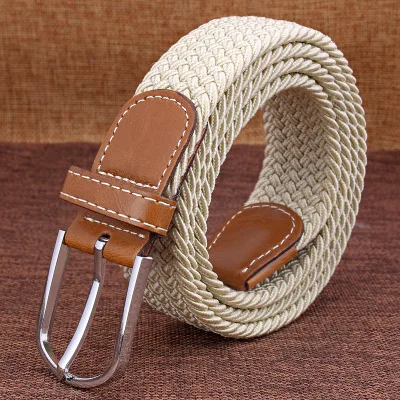 Cintura di tela moda metallo Pin fibbia cintura elastica jeans da uomo, Blu, 100 cm