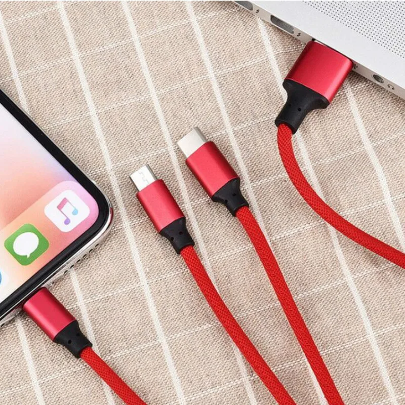 Новый 3 в 1 USB кабель для iPhone Xs Max Xr X 8 7 Зарядное устройство Type C c Micro Мобильный