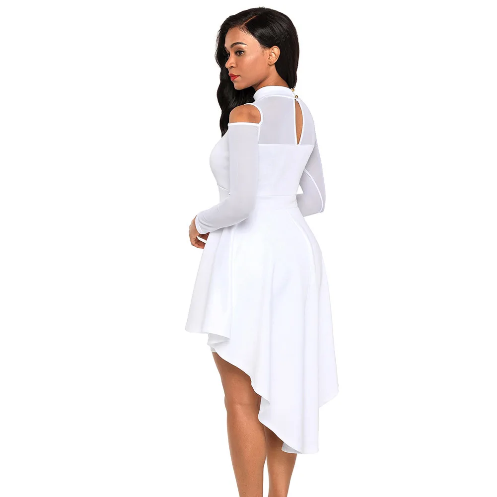 

Shi ying Europe And America Autumn Plus-sized WOMEN'S Dress Joint High Collar Long Sleeve Dovetail Skirt Pendulum High-waisted D