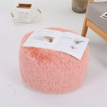 

Short Plush Round 50x35cm Living Room Sofa Stool Portable Inflatable Seat Cushion with Air Pump Detachable Home Shoe Bench