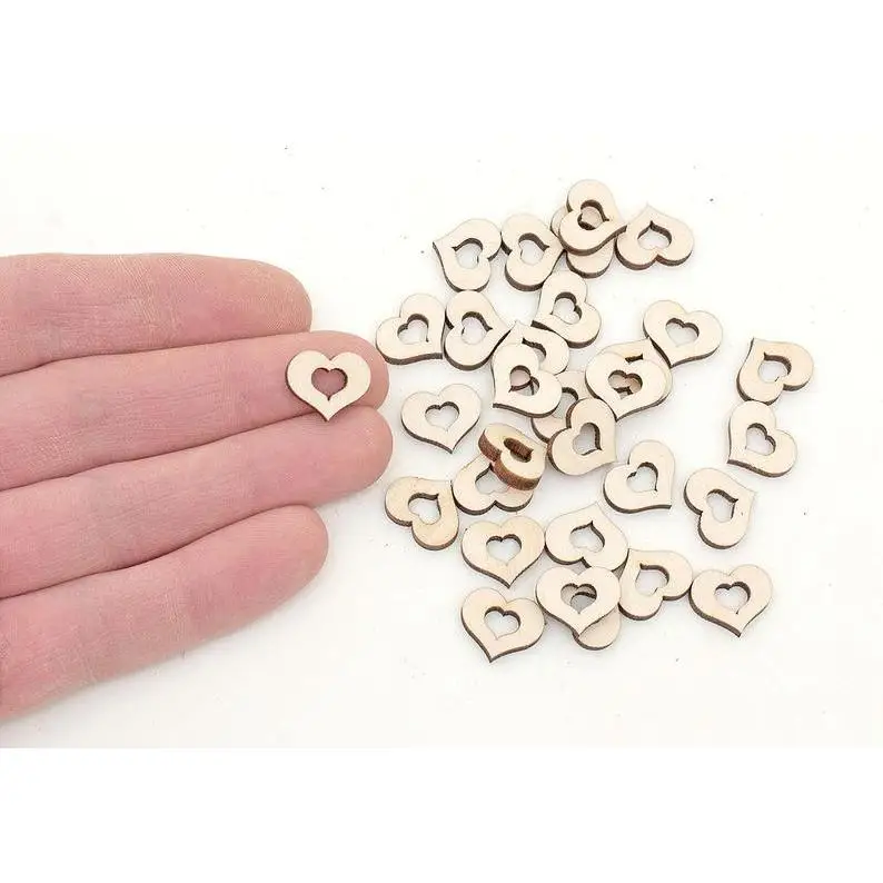 

30pcs. Mini Wood Hearts (1,5cm) Shape Heart Cutout Craft Embellishments Decoration Gift Decoupage small wood heart 0910