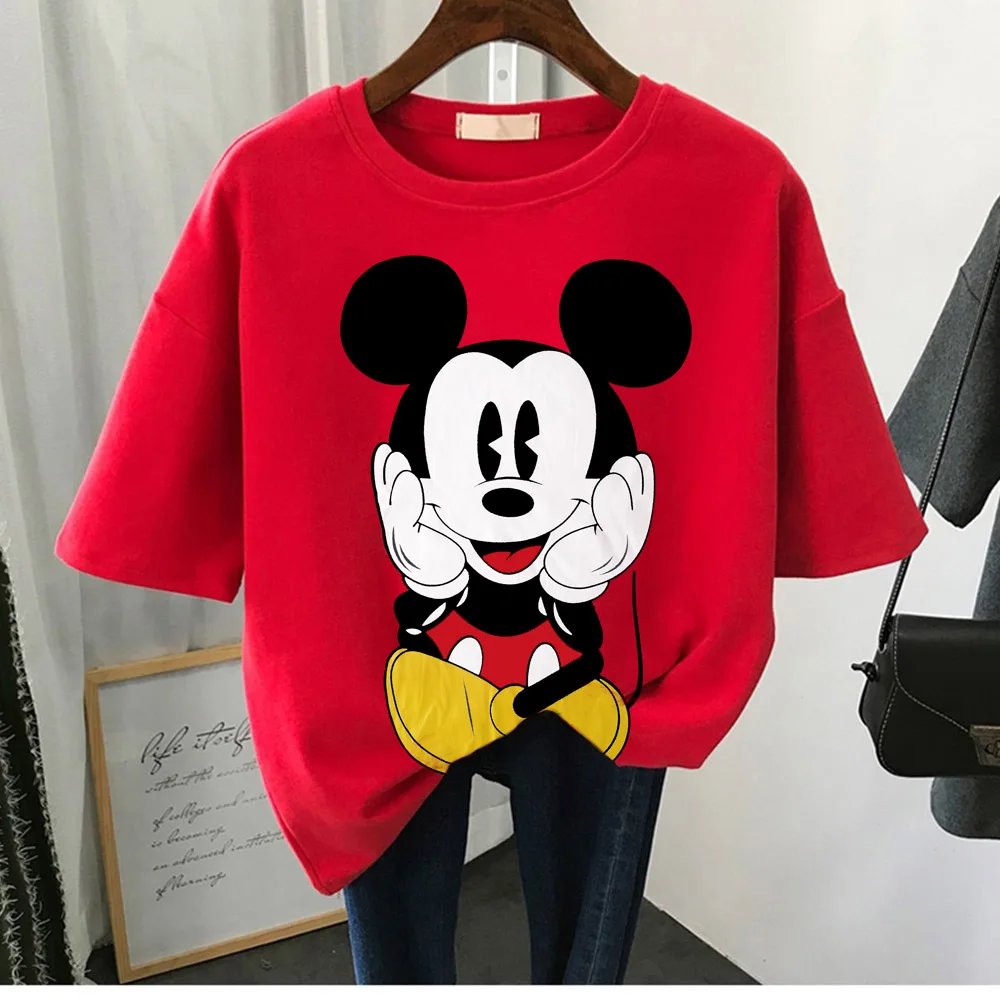 Disney cartoon Mickey Tshirt Tops Summer casual oversized Women T shirts Ulzzang hip hop Streetwear Harajuku short sleeve tshirt