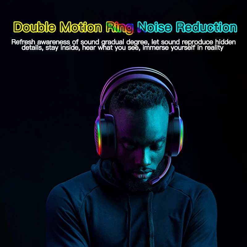Fashionable RGB Head mounted Headphone Stereo Surround Sound 2 1M Wired Earphone True Gaming Headsets With Hd Mic Earphones