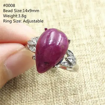 

Newly Natural Ruby Red Gemstone Oval Adjustable Ring Crystal 925 Silver Woman Man Water Drop Bead Gift Rings Fashion AAAAA