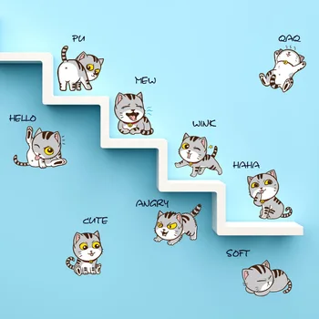 

Bedside Cabinet Refrigerator Corridor Decoration Cartoon Cat Wall Sticker Bookshelf TV Background Wall Sticker Home Decor TSLM1