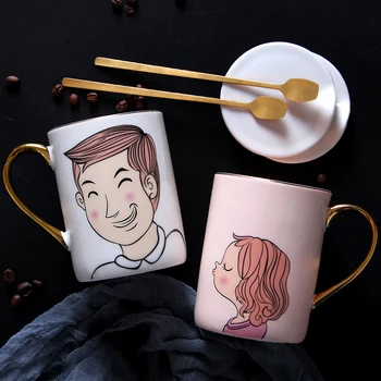 

Cute Coffee Mug Ceramics Creative Office Reusable Breakfast Insulated Coffee Mug Self Stirring Porcelain Taza Couple Mugs XX60CM