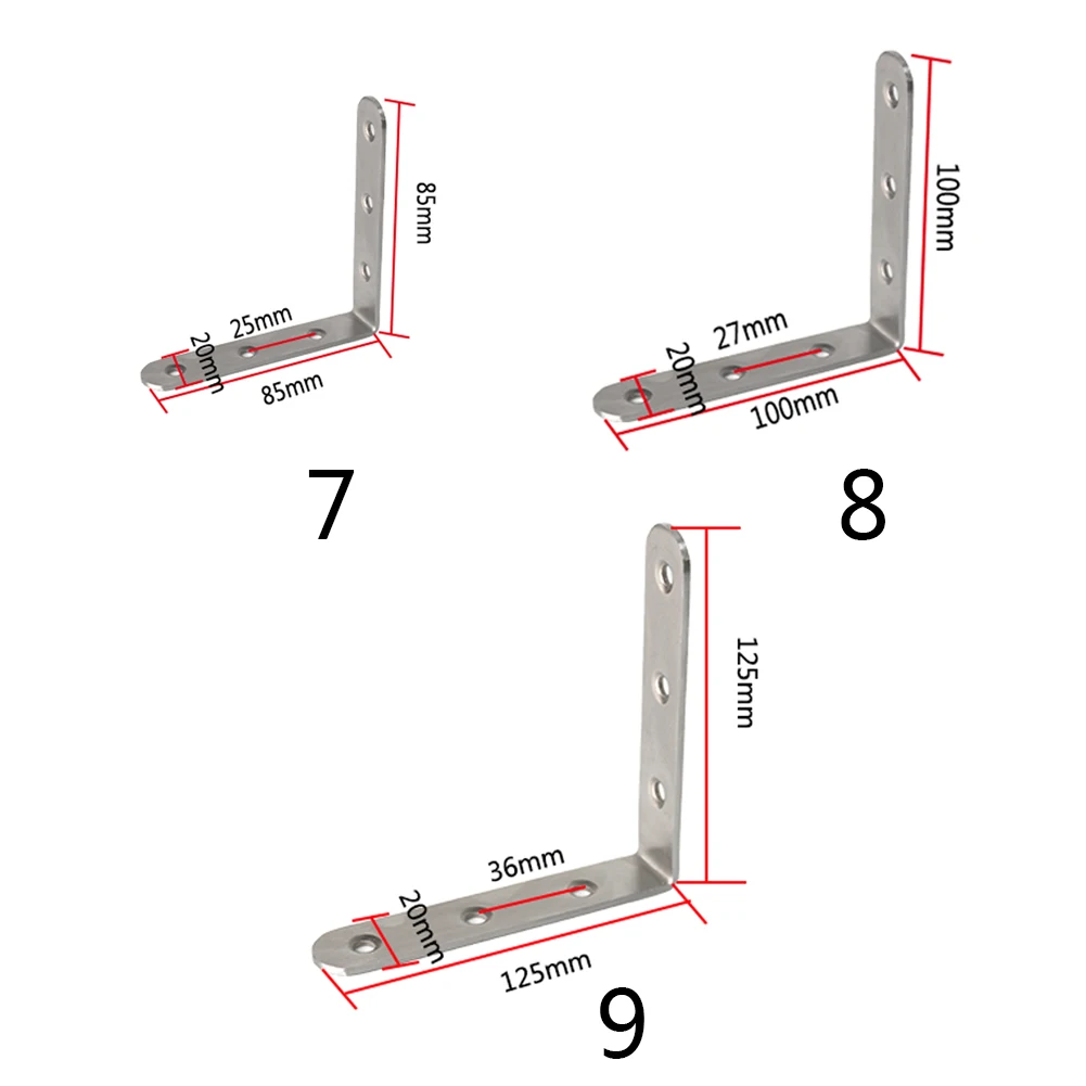 4Pcs Joint Furniture Shelf Bracket Wall Sturdy Right Angle 90 Degree Corner Brace Stainless Steel L Shaped Support Fastener