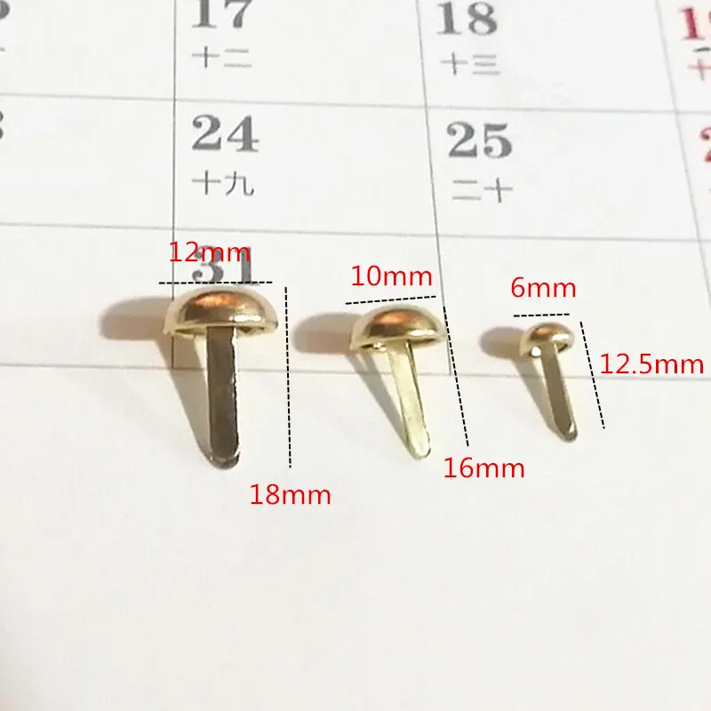 100Pc Mushroom Luggage Parts Rivet Bag Accessories Manual Metal Bag Bottom Nail Foot Nail Diy Parts Alloy Two-legged bucket nail