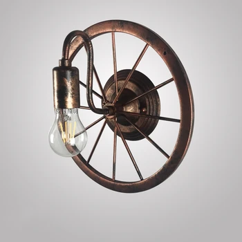 

Car Wheel Wall Lamps E27 Led Rustic Vintage Retro Loft Antique Design Wall Lighting Fixture for Bar Home Decoration Bedroom