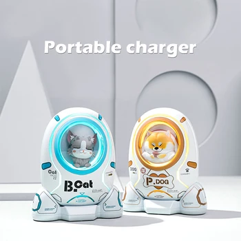 

Power bank 10000MAh 18W QC3.0 PD Fast Charging Cute Cat Spaceship External Battery Charging Treasure Outdoor Mobile Power Supply