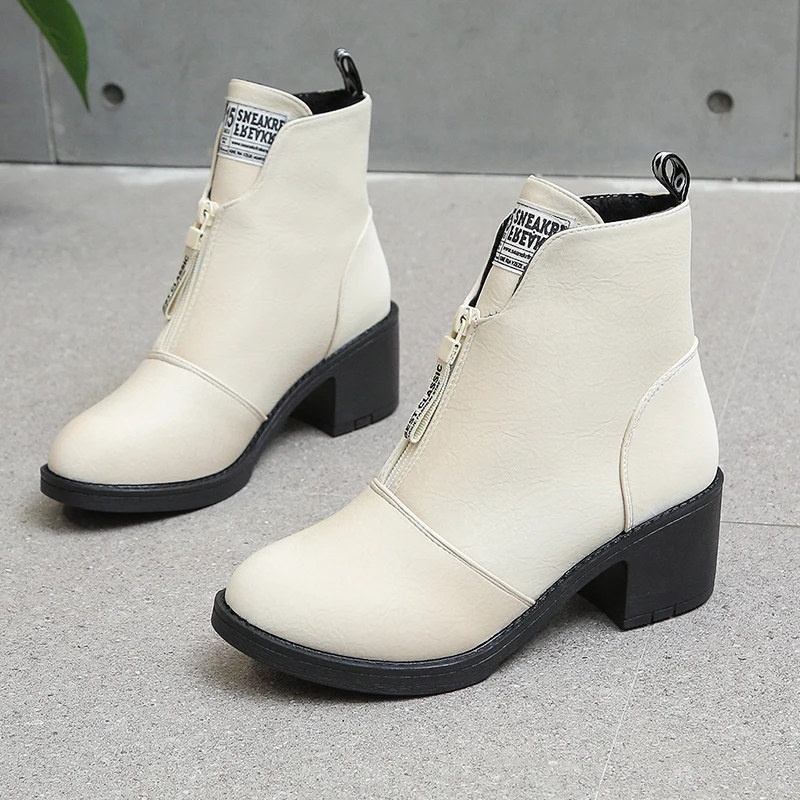 Boots Female women shoes Ankle 2020 Autumn British Wind Leather Thick With Short Boots Motorcycle Martin shoes B1019 Boots Female women shoes Ankle 2020 Autumn British Wind Leather Thick With Short Boots Motorcycle Martin shoes B1019