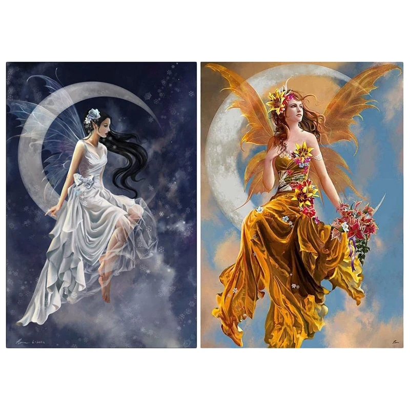 2 Set 5D DIY Diamond Painting Kit Embroidery Cross Stitch Arts Home Wall Decor Craft 1 Orange & Gray | Дом и сад