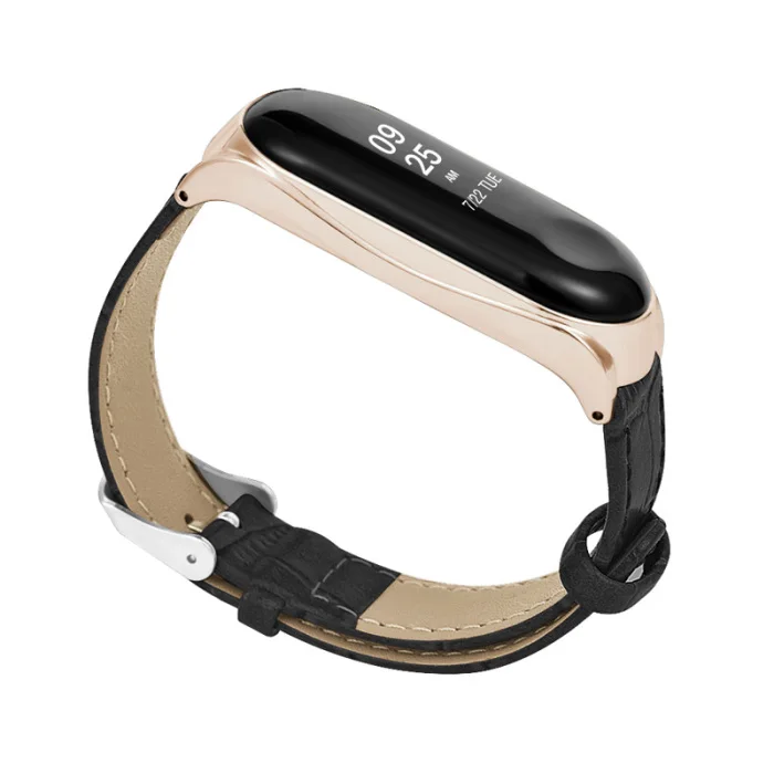 Кожаный ремешок браслет ремешок с металлическим чехлом для Xiaomi Mi Band 4 SP99